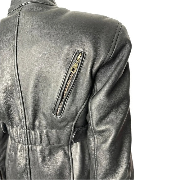 Boutique Of Leathers Leather  Motorcycle Jacket Black Zip Out Lining Size Small - Picture 12 of 12